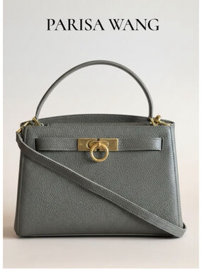 PARISA WANG Taupe/Gray Pebbled Leather Satchel Tote